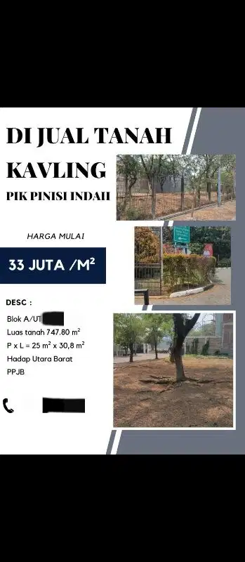 dijual tanah di PIK Pinishi Jakarta Utara
