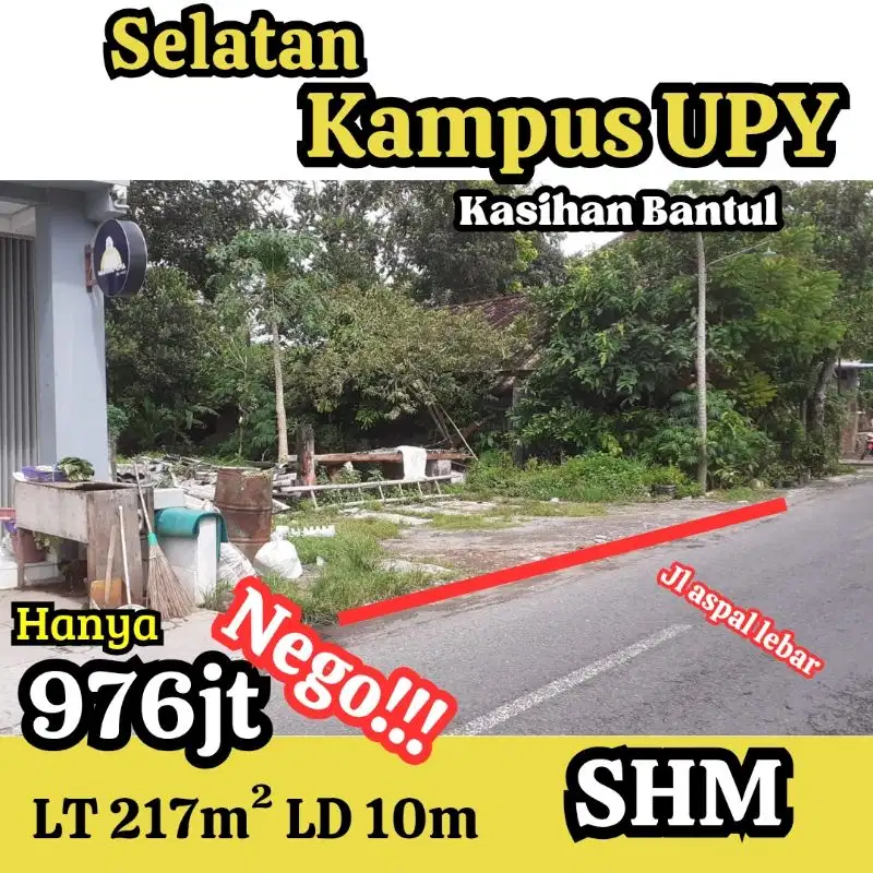 tanah pinggir jalan aspal lebar dekat kampus UPY
