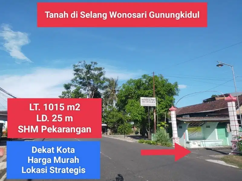 Jual Tanah Murah di Selang kota Wonosari Gunungkidul strategis