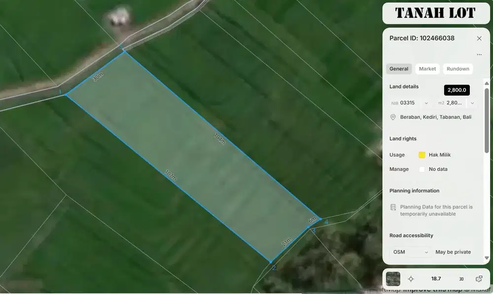 2800 m2 LEASEhold dket Kedungu & Tanah Lot Direct Owner