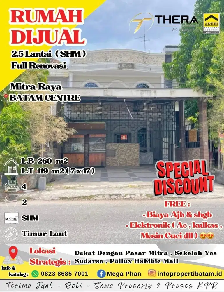 Dijual Murah Rumah 2,5 lantai (SHM) di Mitra Raya