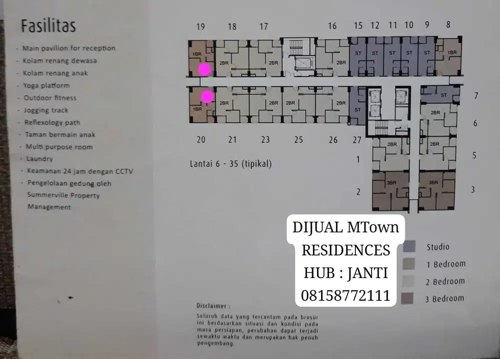 Dijual Super Murah Apartement M Town Tower Bryant Type Studio Lt 21
