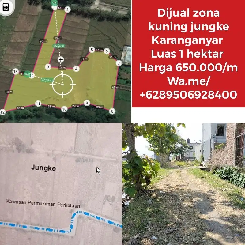 Dijual zona kuning di Jungke Karanganyar