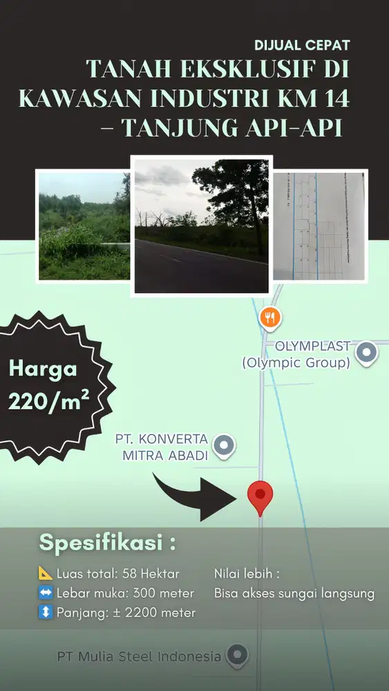 Jual tanah murah di tanjung api api