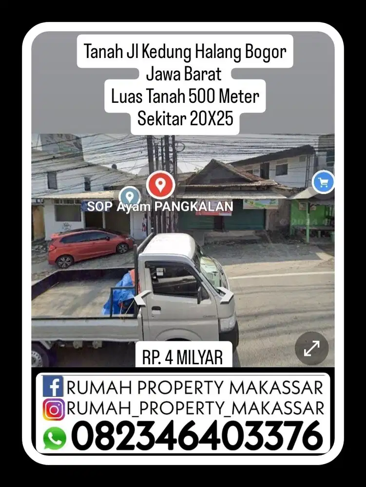 Trn Hrg Tanah Jl Kedung Halang Bogor JaBar Luas 500M² sekitar 20x25