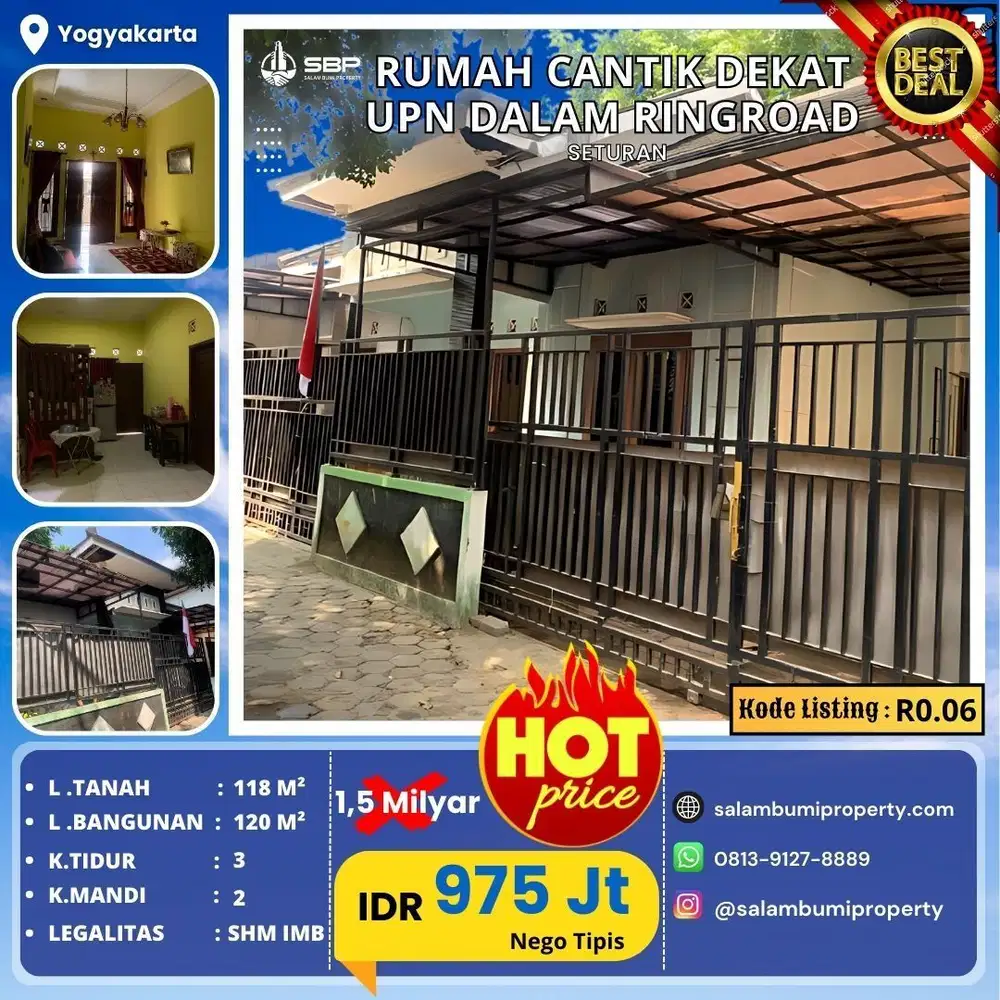Banting Harga BU ! dari awal 1,5 M sekarang jadi 850jt , Seturan