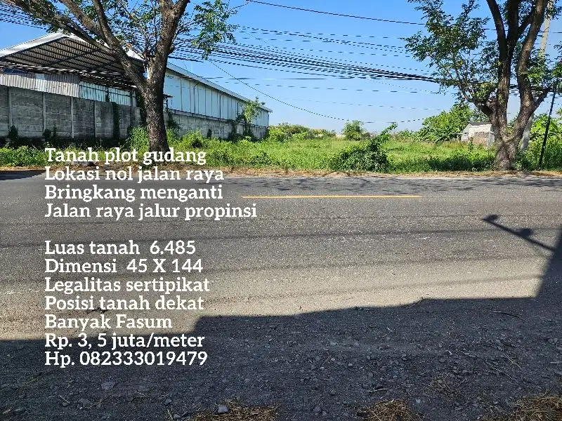 Tanah plot gudang menganti arah kedamean