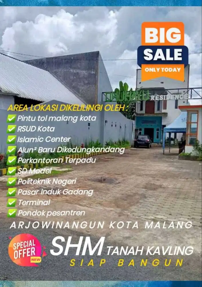 Tanah kavling SHM jl babatan Arjowinangun kota Malang
