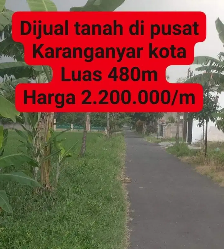 Dijual tanah strategis di pusat Karanganyar kota