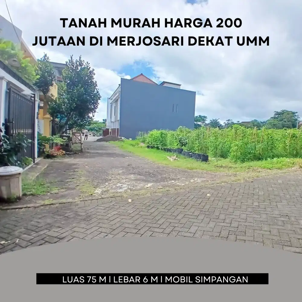 Tanah Murah Cocok Invest di Kawasan Merjosari Malang Dekat UMM