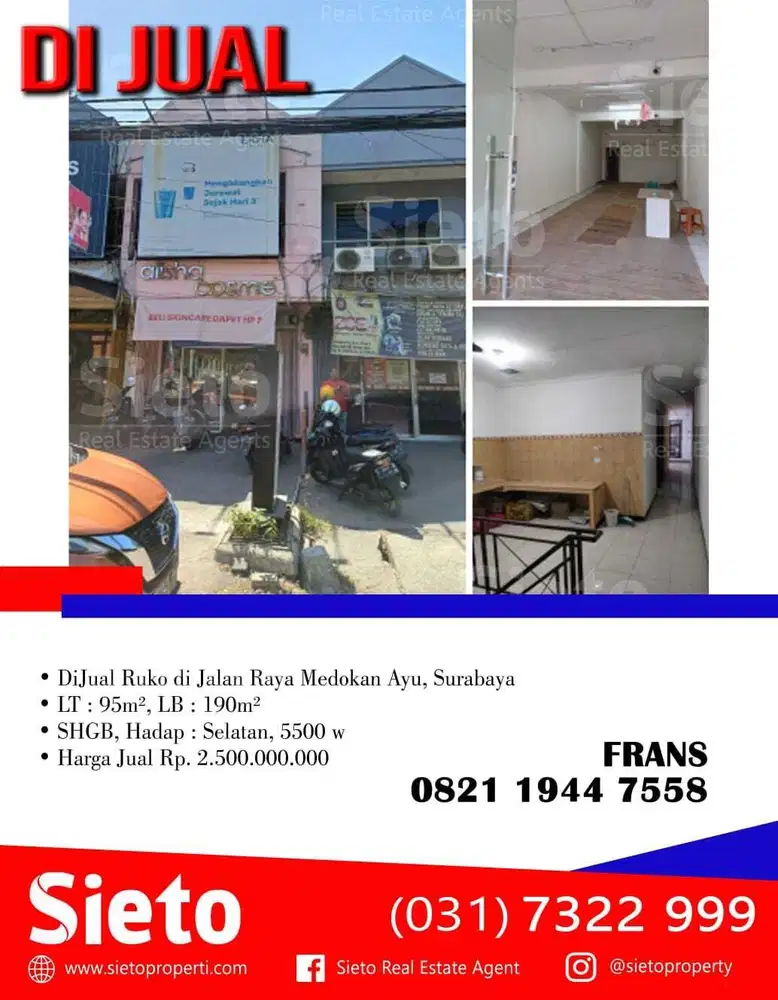 DiJual Ruko di Jalan Raya Medokan Ayu, Surabaya