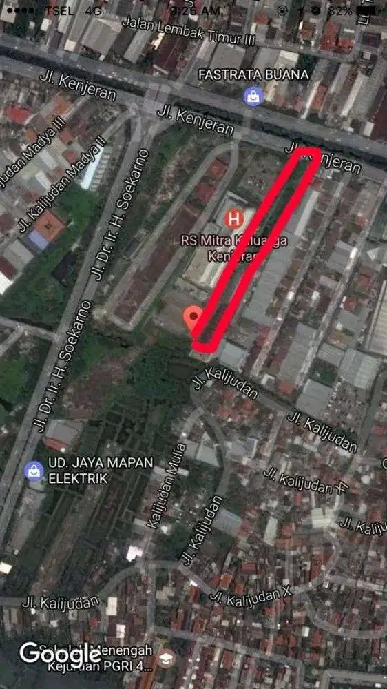 Tanah kavling strategis nol raya Kenjeran SHM luas 2288m2