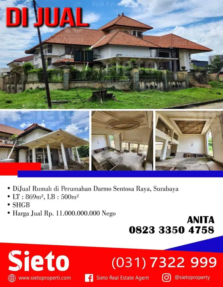 DiJual Rumah di Perumahan Darmo Sentosa Raya, Surabaya