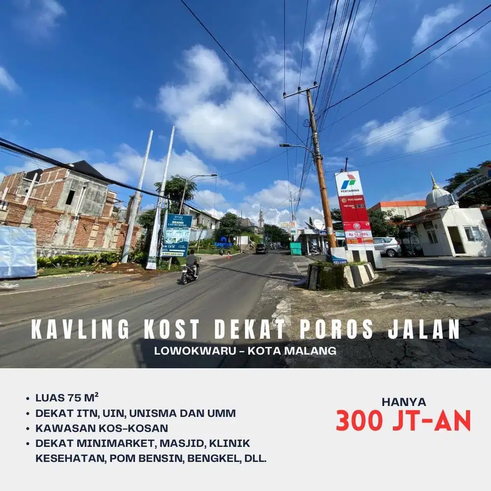 Tanah Kavling Untuk Kost Sisa 2 Unit Dekat Poros Jalan Kota Malang