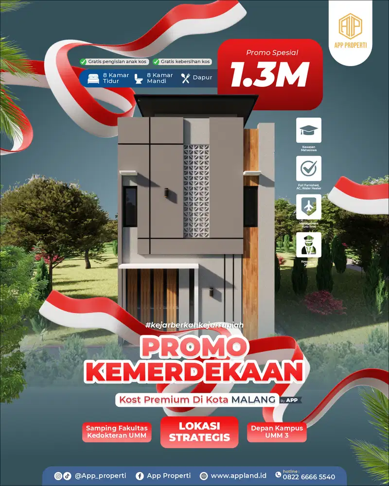 KAMAR KOS PREMIUM DEPAN KAMPUS MUHAMAADYAH KOTA MALANG 2 LANTAI