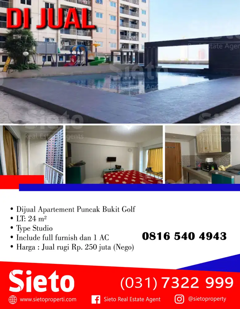 Dijual Cepat! Apartement Puncak Bukit Golf