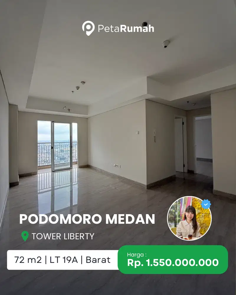DIJUAL APARTEMEN PODOMORO CITY DELI MEDAN TIPE 72 m2