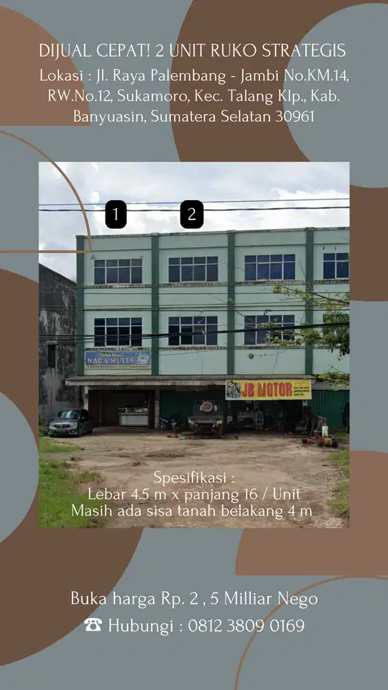 Jual cepat 2 unit ruko