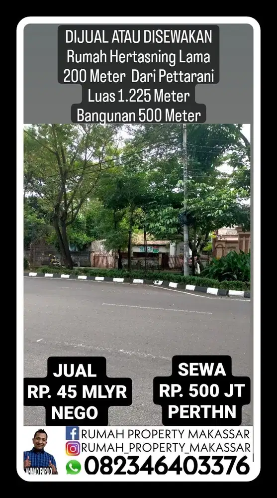 DIJUAL ATAU DISEWAKAN Rumah Hertasning Lama Luas 1.225M² LB 500M²