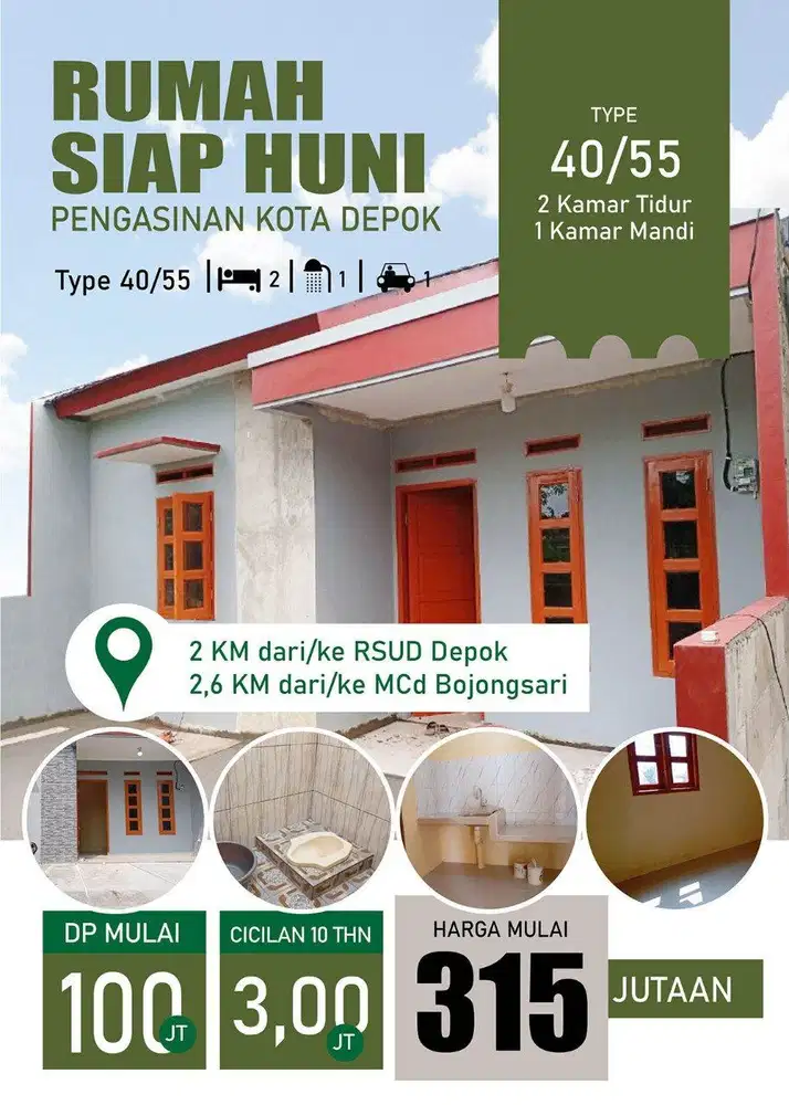 Rumah Cantik Siap Huni di Pengasinan sawangan Depok