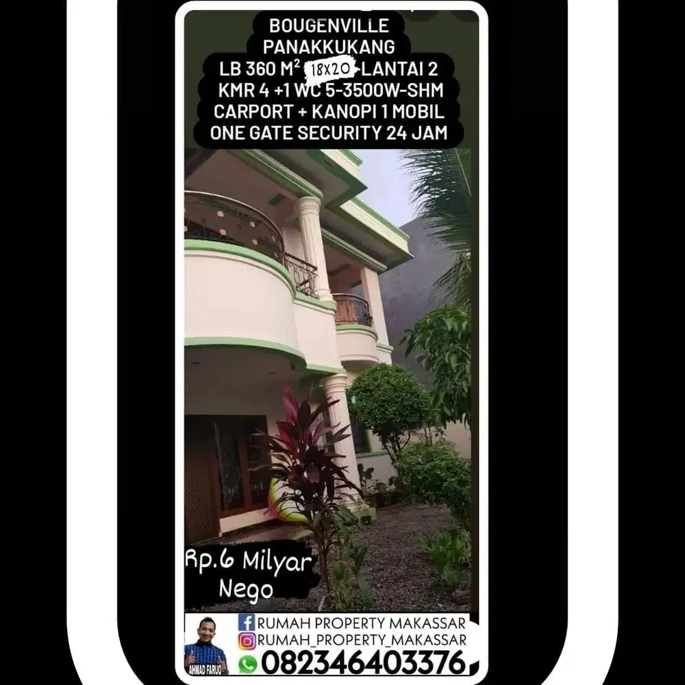 Rmh Mewah Komp. Bougenville Panakkukang LB 360 (18X20) 2 Lti Kmr 5 WC5