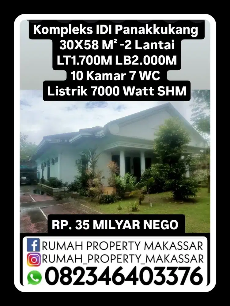Kompleks IDI Panakkukang  30X58 M² -2 Lantai LT1.700M LB 2.000 Kmr 10