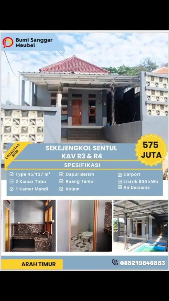 Rumah sentul samping jalan desa 100m ke sekolah