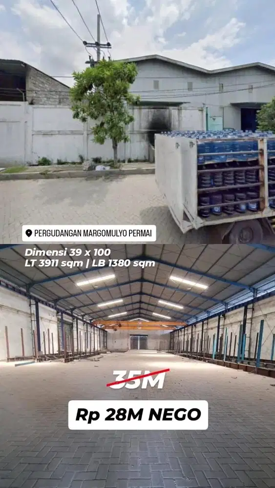 Gudang  siap pakai di Jalan Utama di Margomulyo Permai