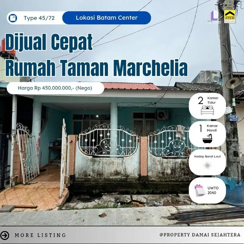 jual perum Taman Marchelia seberang sekolah HU batam center 