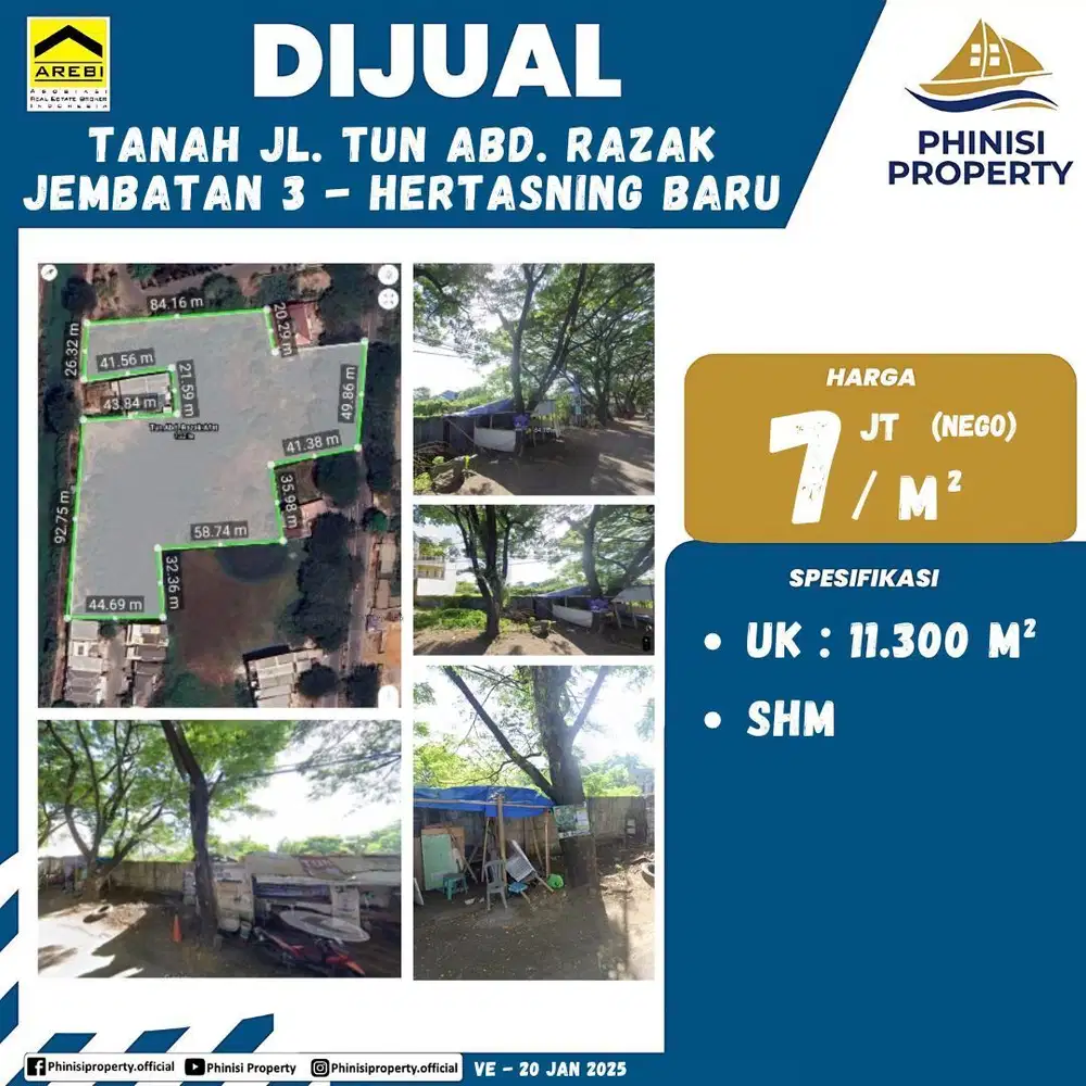 DIJUAL Kavling besar di Jalan Tun Abdul Razak Hertasning Baru