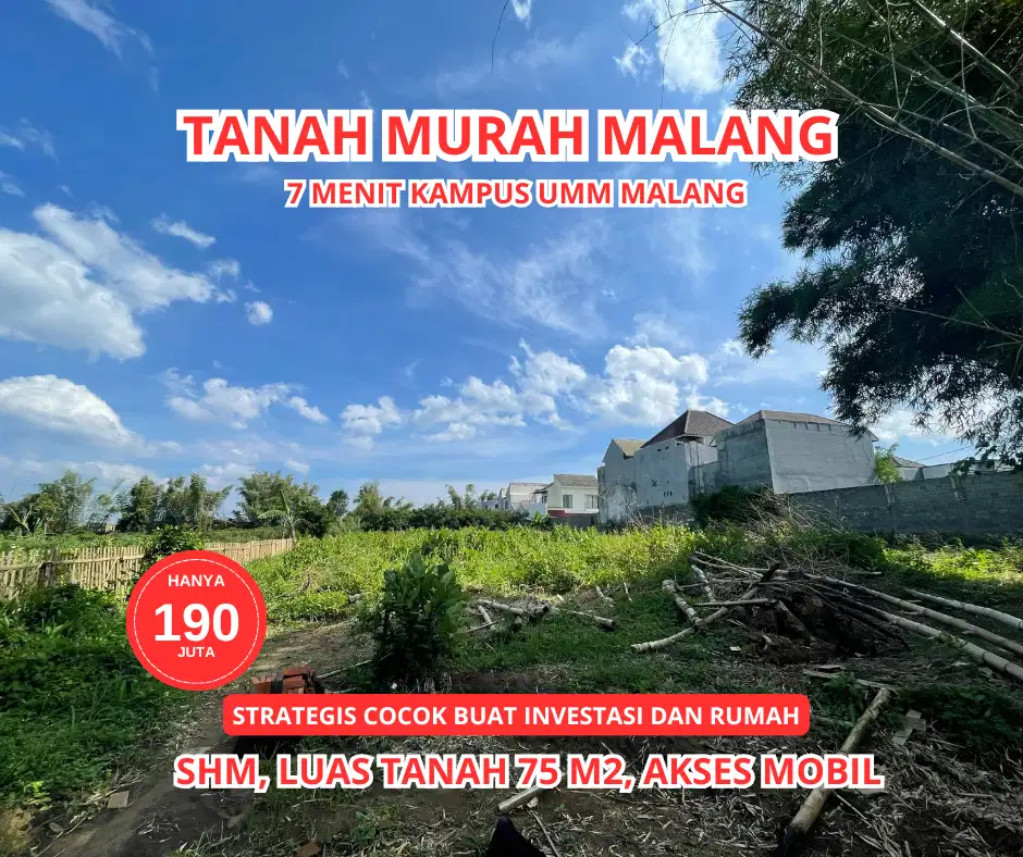 Tanah 100 jutaan dekat kampus UMM Malang