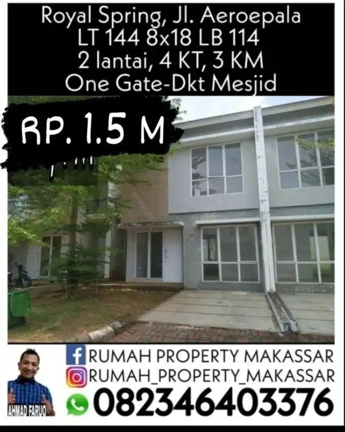 Royal Spring, Jl. Aeroepala LT 144 8x18 LB 114  2 lantai, 4 KT, 3 KM