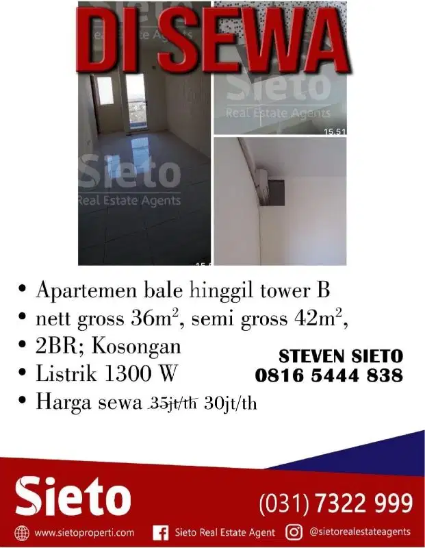 Disewa Apartemen bale hinggil tower B