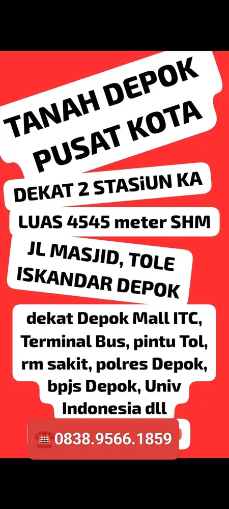 tanah Depok pusat kota