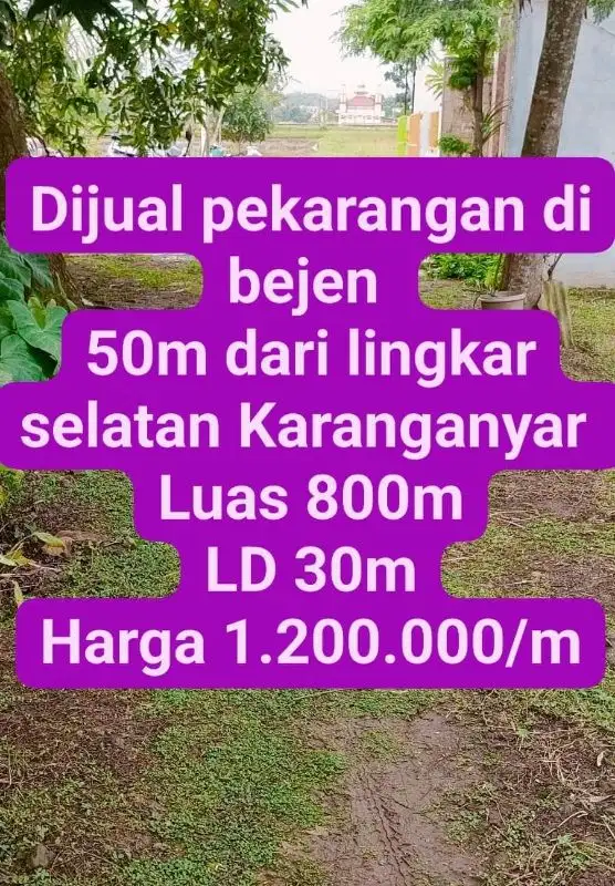 Dijual tanah strategis di lingkar Utara bejen Karanganyar