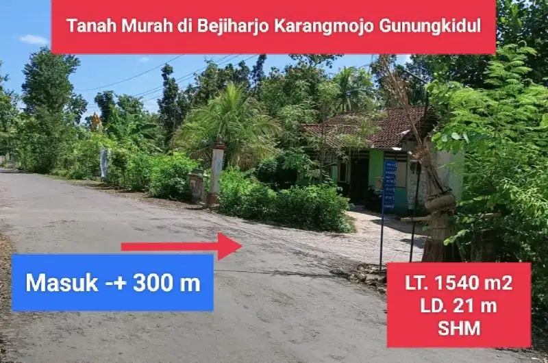 Dijual Tanah murah strategis di Bejiharjo Karangmojo Gunungkidul