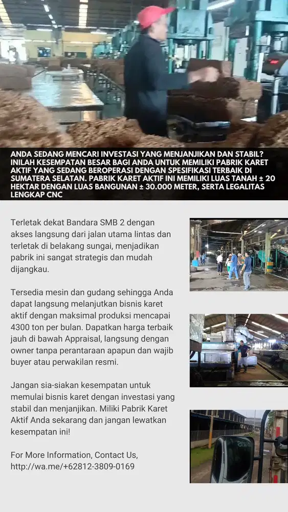 Jual cepat pabrik karet murah palembang