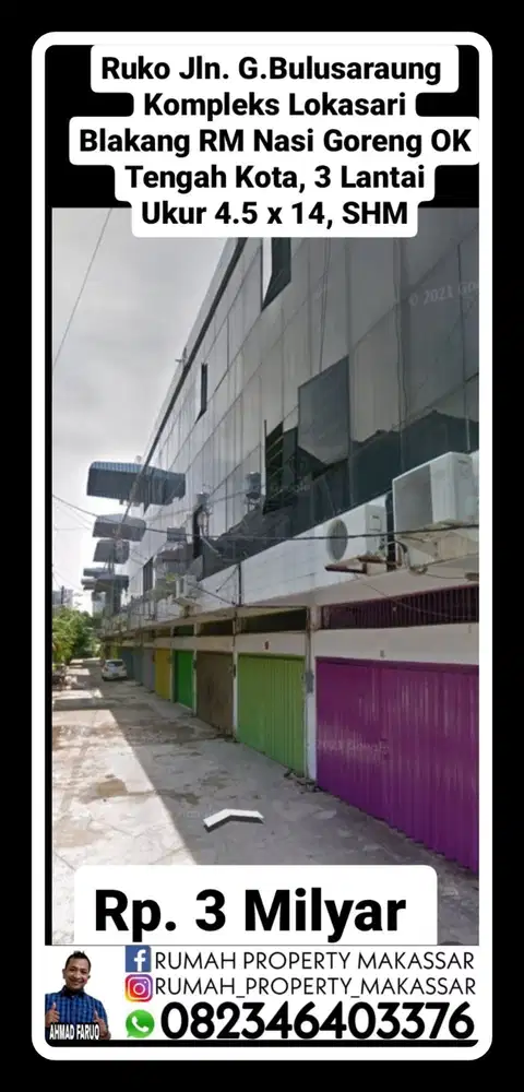 Ruko Jln. G.Bulusaraung  Kompleks Lokasari 4.5X14 SHM Tengah Kota