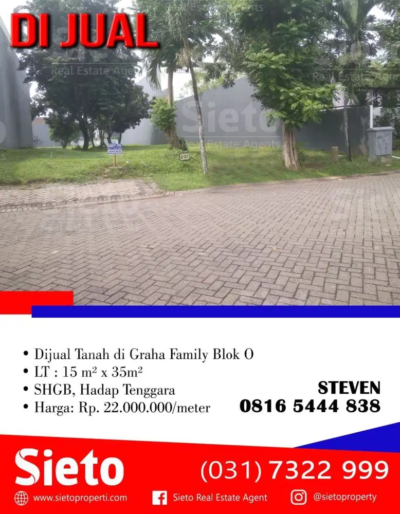 Dijual Cepat! Tanah di Graha Family Blok O