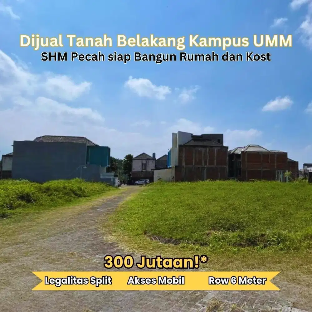 Tanah kost belakang kampus umm Malang