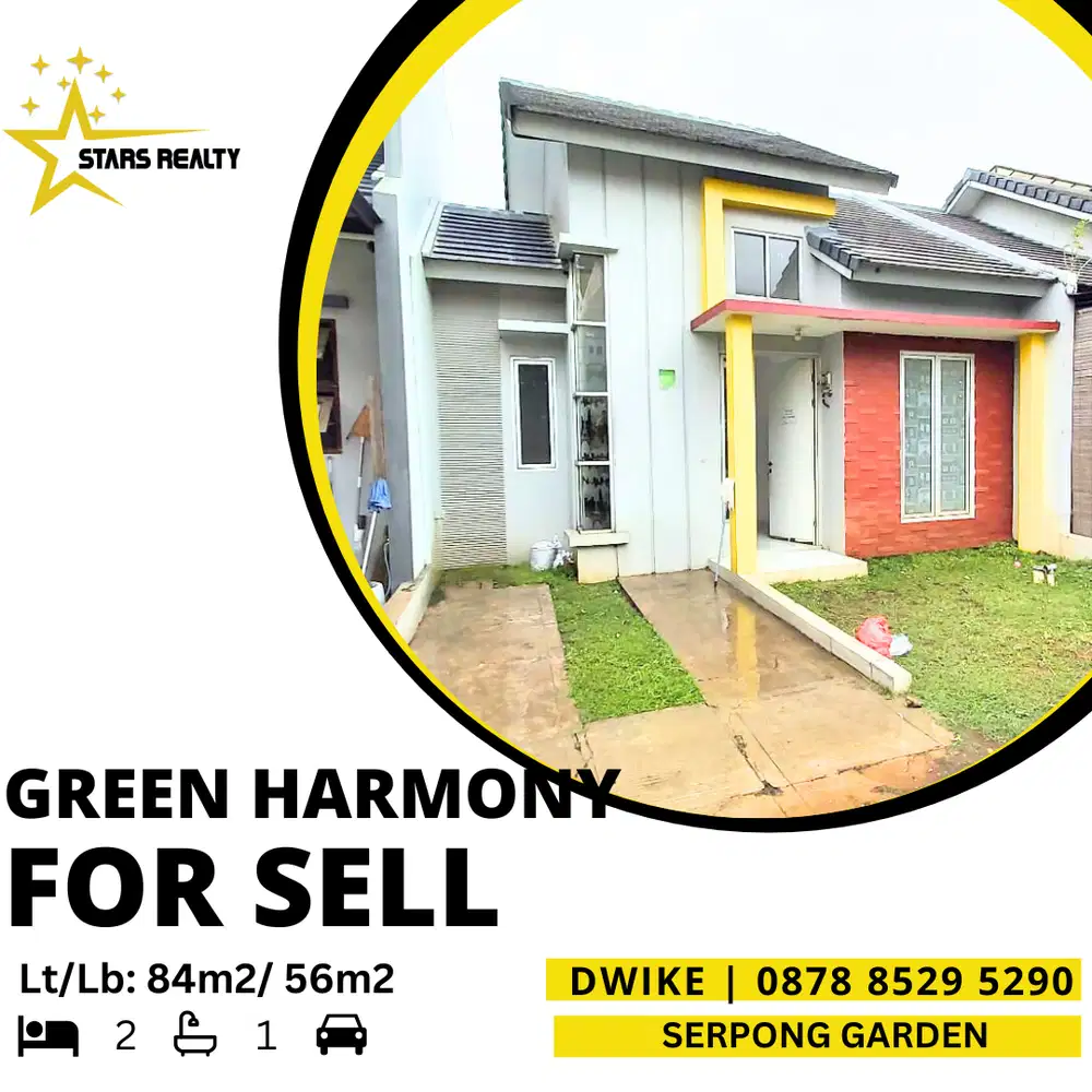 Dijual Rumah Pemilik Langsung Cluster Green Harmony Serpong Garden