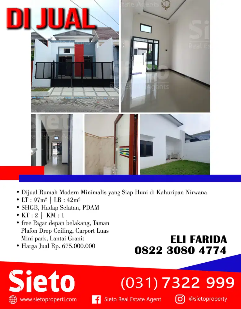 Dijual Rumah Modern Minimalis dan Siap Huni di Kahuripan Nirwana
