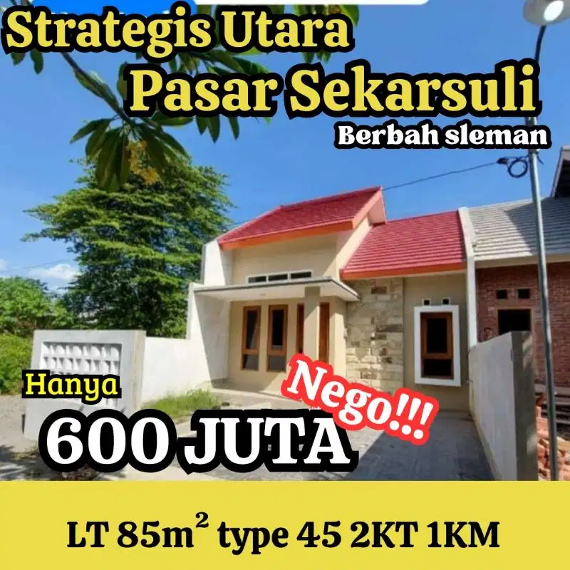 rumah dekat pasar sekarsuli sendangtirto berbah