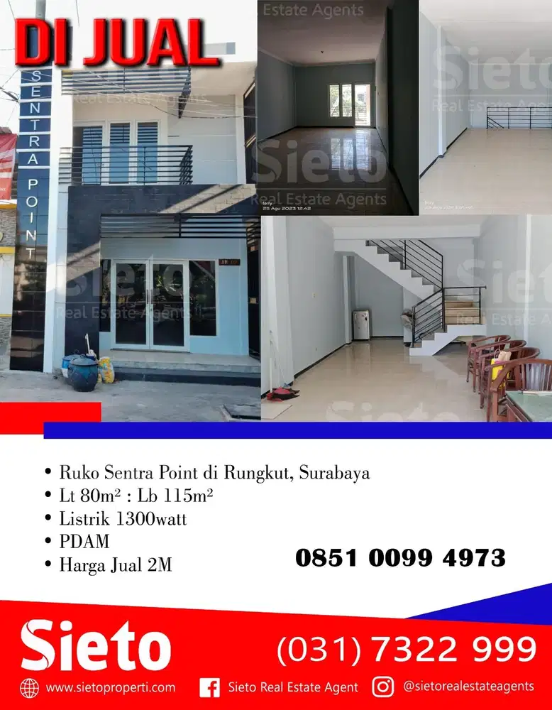 Dijual Ruko Sentra Point di Rungkut, Surabaya