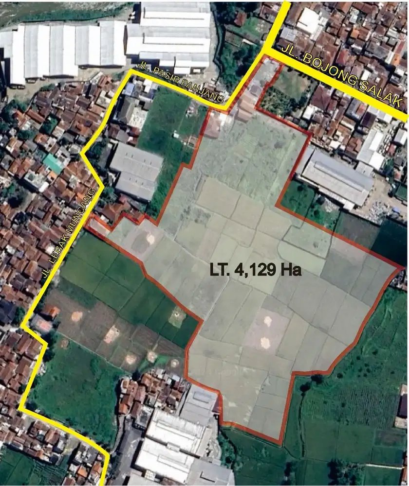 JUAL Tanah Luas Zona Industri di Jl. Bojong Salak, Sayap Kopo Katapang