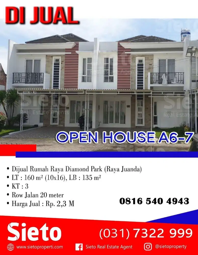 Dijual Paling Murah nih! Siapa Cepat dia dapat! Rumah Raya Diamond Park (Raya Juanda)