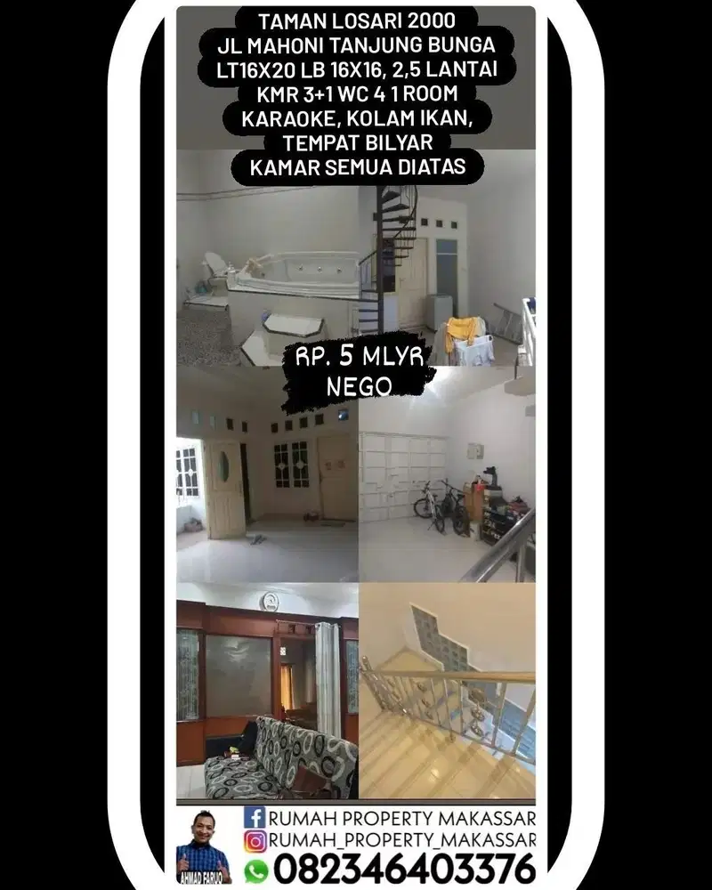 Rmh  Taman  Losari 2000 Jl Mahoni Tanjung Bunga LT 16X20 LB16X16-2.5 lt