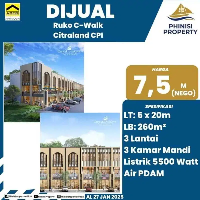 DIJUAL Ruko C-WALK Citraland City CPI