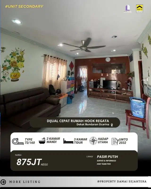 Dijual CepatRumah HOOK Regata, Pasir Putih