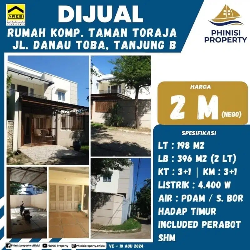 DIJUAL RUMAH DENGAN PERABOT DI TAMAN TORAJA TANJUNG BUNGA